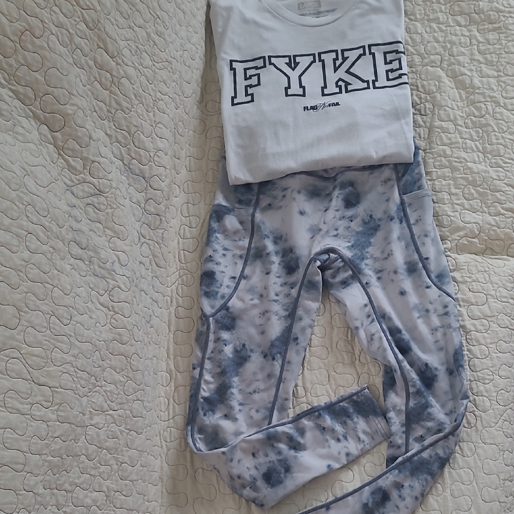 Flag Nor Fail White and Blue Tie-Dye Leggings